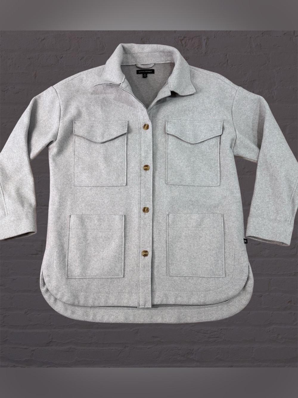 Banana Republic Light Beige/Gray Utility Shacket with Patch Pockets